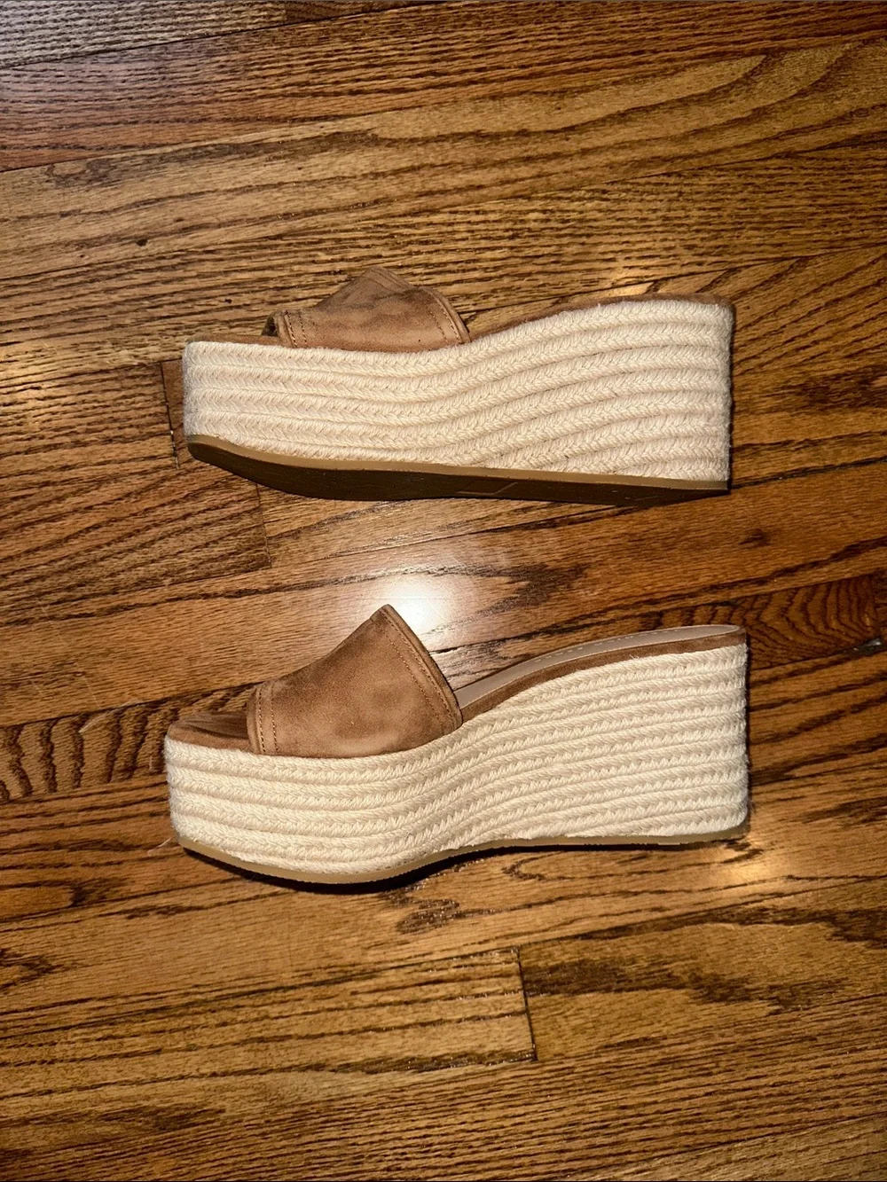Veronica Beard Leather Gable Espadrille Platform Wedge Sandal